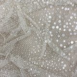 White Beaded Tulle — featuring sequins, 100% polyester, 110cm wide