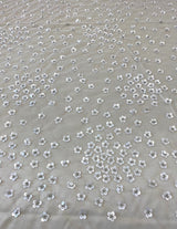 Ivory / Pink Floral Sequin Tulle — featuring hand-beading and sequins, 100% nylon, 110cm wide