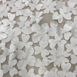 Ivory Floral Embellished Tulle — featuring floral motifs, a 3D floral design and hand-beading, 100% polyamide, 110cm wide