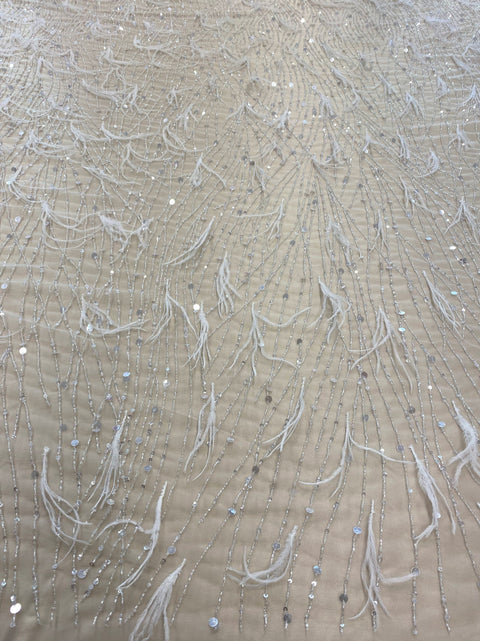 Feather Embellished Tulle (k25903) Ivory