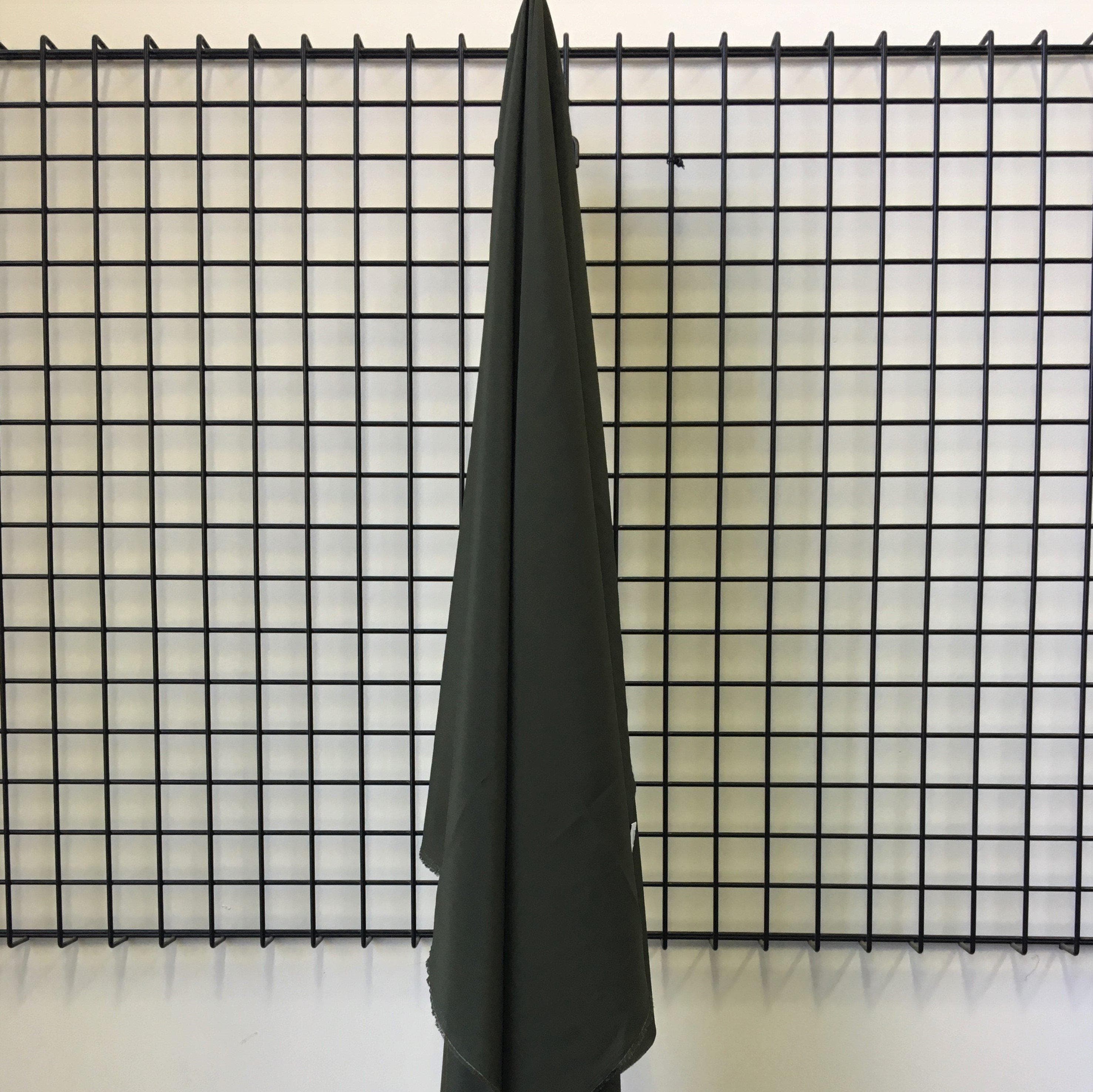 Khaki Crepe De Chine — lightweight with a low-sheen matte finish and a soft, fluid drape, 100% mulberry silk, 137cm wide