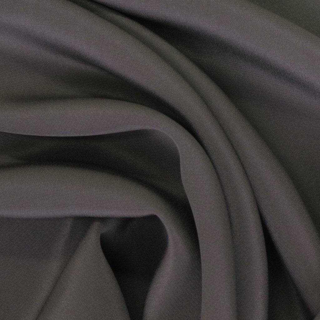 Licorice Crepe De Chine — lightweight with a low-sheen matte finish and a soft, fluid drape, 100% mulberry silk, 137cm wide