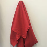 Red Linen — mid-weight plain-weave linen with a slightly crisp handle that softens with wear, 100% linen, 135cm wide