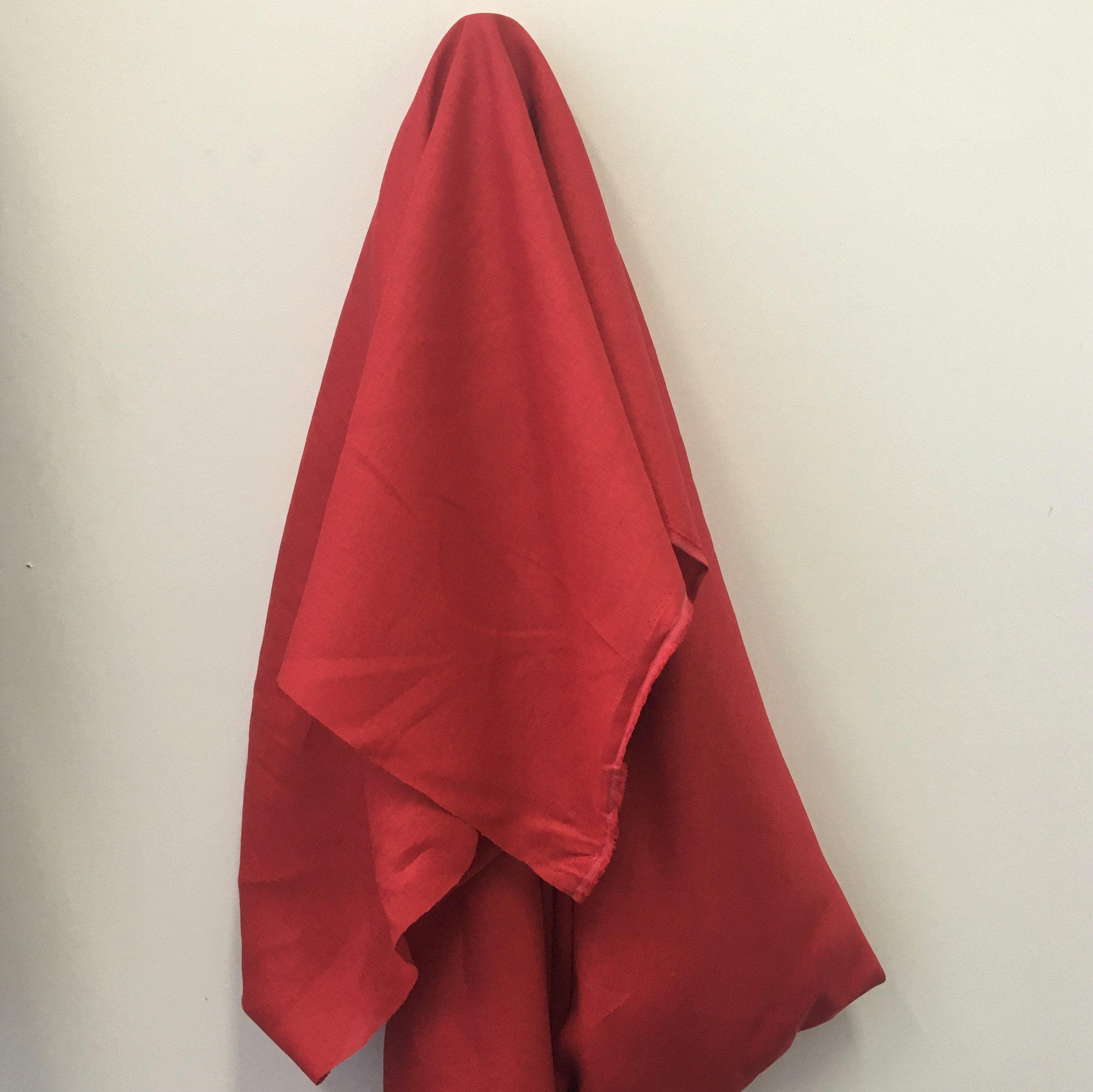Red Linen — mid-weight plain-weave linen with a slightly crisp handle that softens with wear, 100% linen, 135cm wide