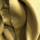 Mustard Linen — mid-weight plain-weave linen with a slightly crisp handle that softens with wear, 100% linen, 135cm wide