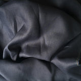 Navy Linen — mid-weight plain-weave linen with a slightly crisp handle that softens with wear, 100% linen, 135cm wide