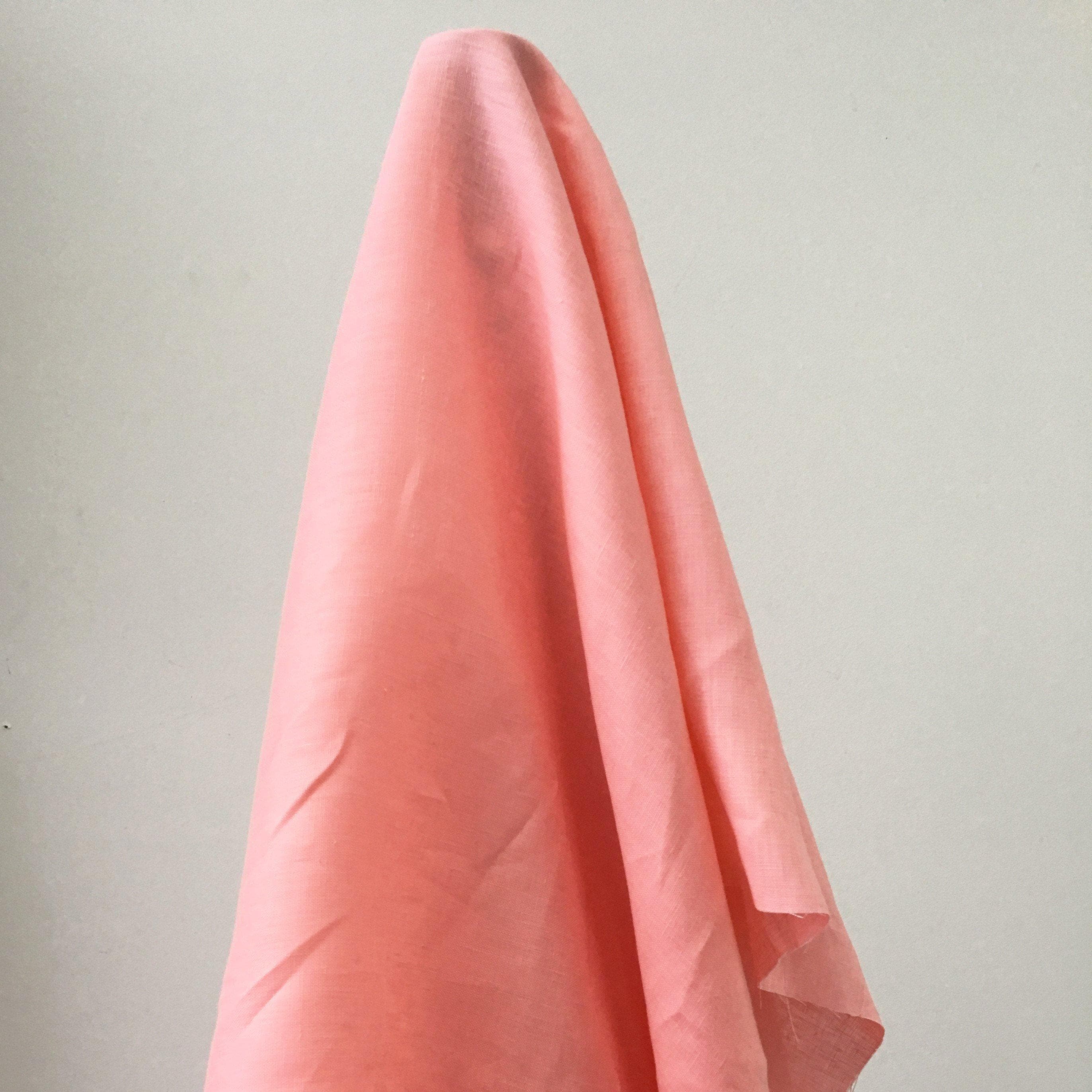Rose Linen — mid-weight plain-weave linen with a slightly crisp handle that softens with wear, 100% linen, 135cm wide