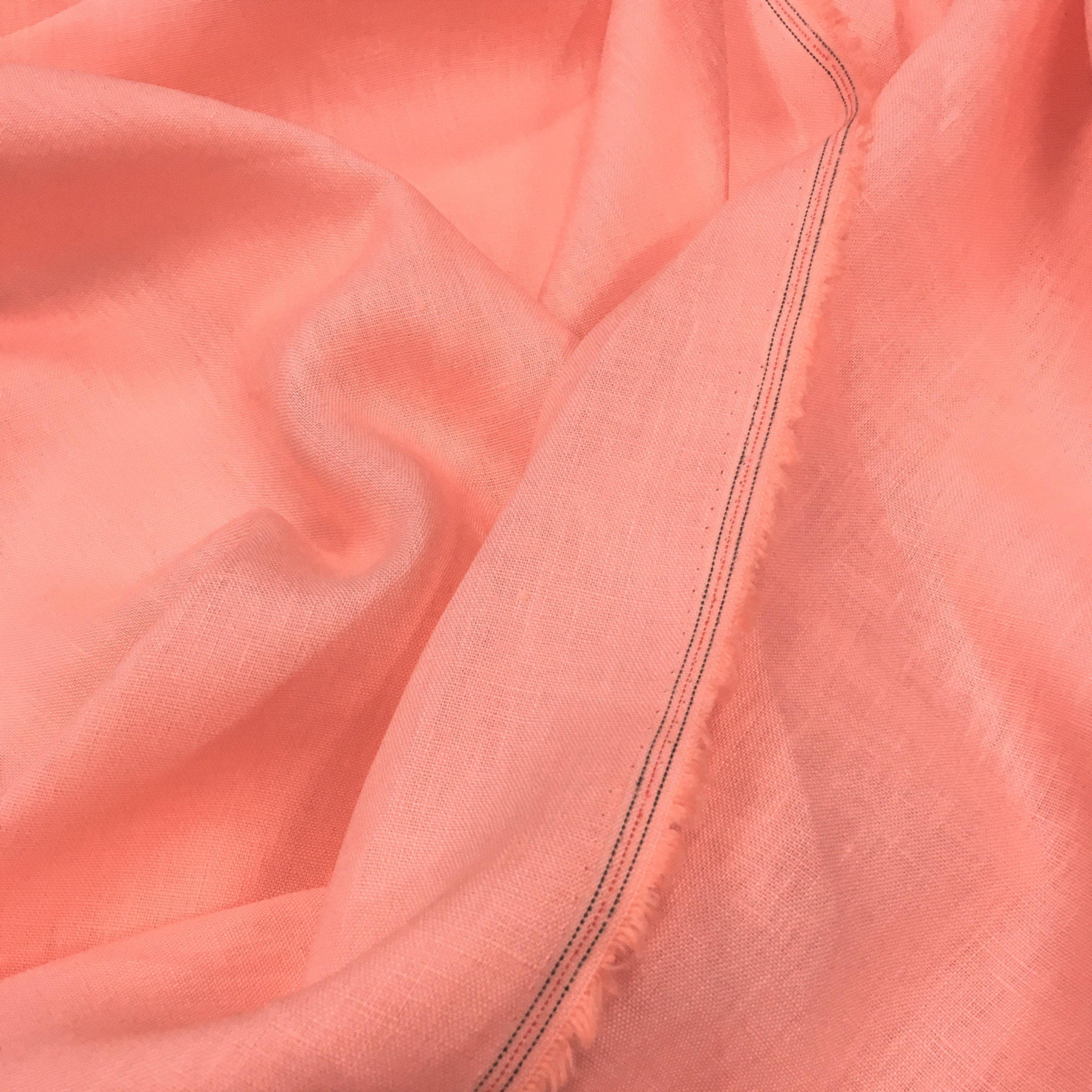 Rose Linen — mid-weight plain-weave linen with a slightly crisp handle that softens with wear, 100% linen, 135cm wide