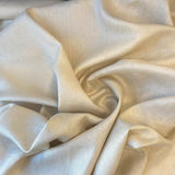 Champagne Linen — mid-weight plain-weave linen with a slightly crisp handle that softens with wear, 100% linen, 135cm wide