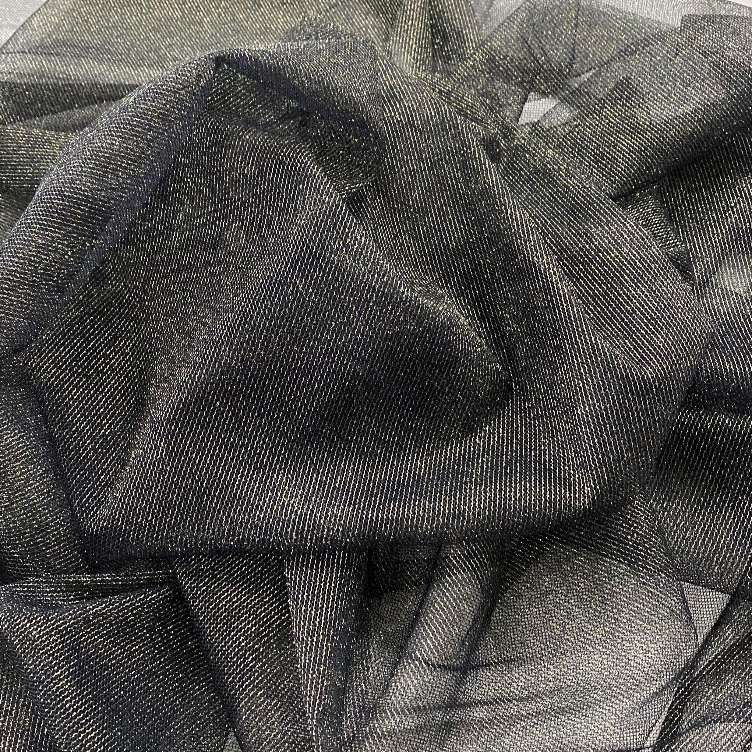 Black Gold Lurex Tulle, 90% polyester 10% lurex, 150cm wide