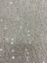 Ivory Sequined Tulle — featuring sequins, 60% rayon 40% nylon, 130cm wide