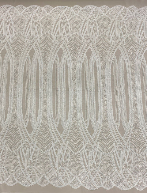 Heavily Embellished Tulle Lv11194 Ivory