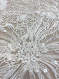 Embroidered Corded Tulle (LV11557) Ivory