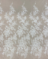 Ivory Embellished Tulle — featuring floral motifs, a border design and sequins, 30% nylon 60% rayon 10% polyester, 130cm wide