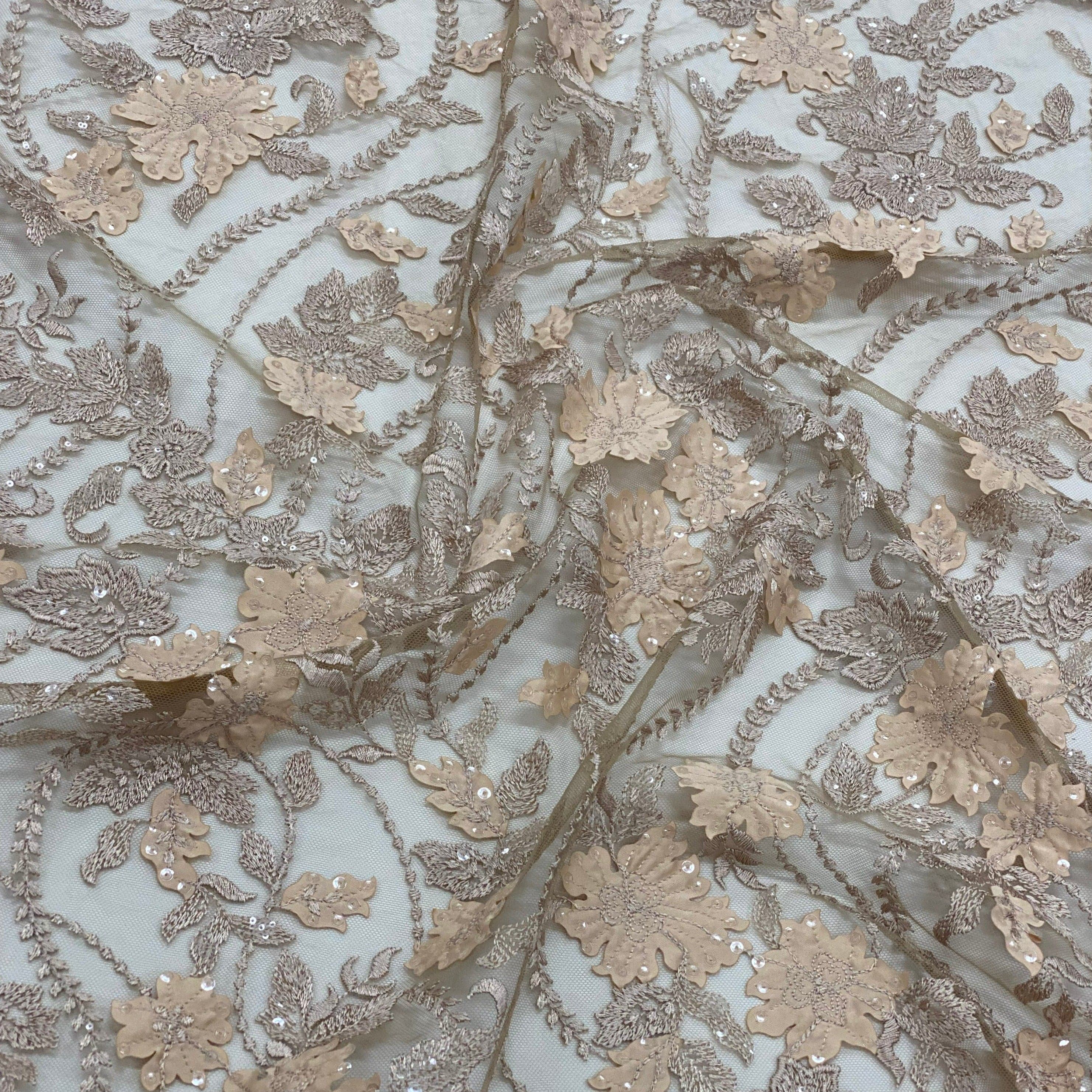 Embellished 3-D Floral Design (LV12378) Sand