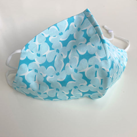 Silk Face Covering Floral Blue