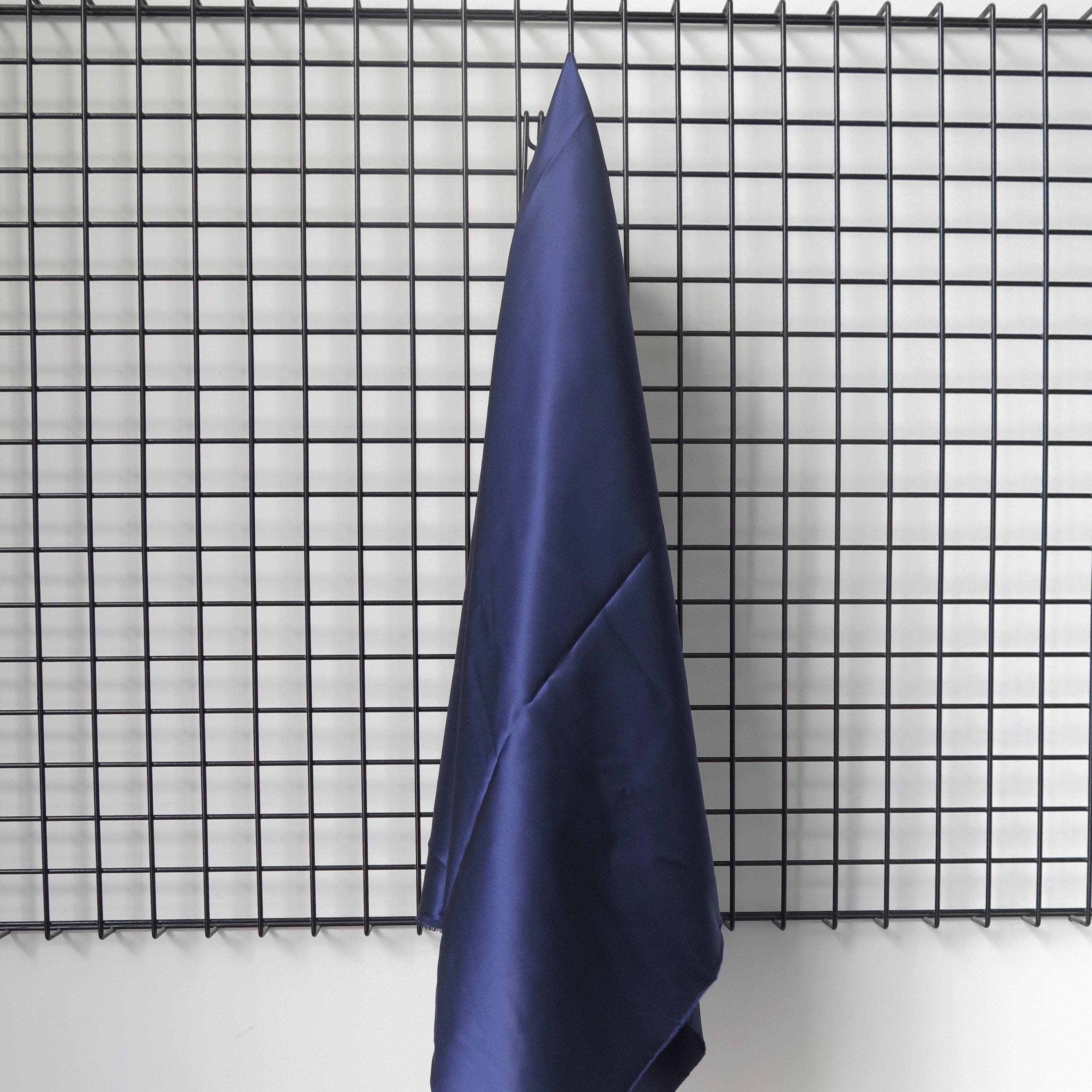 Oxford Blue Sandwash Satin — lightweight and soft with a smooth luster satin finish, 100% mulberry silk, 140cm wide