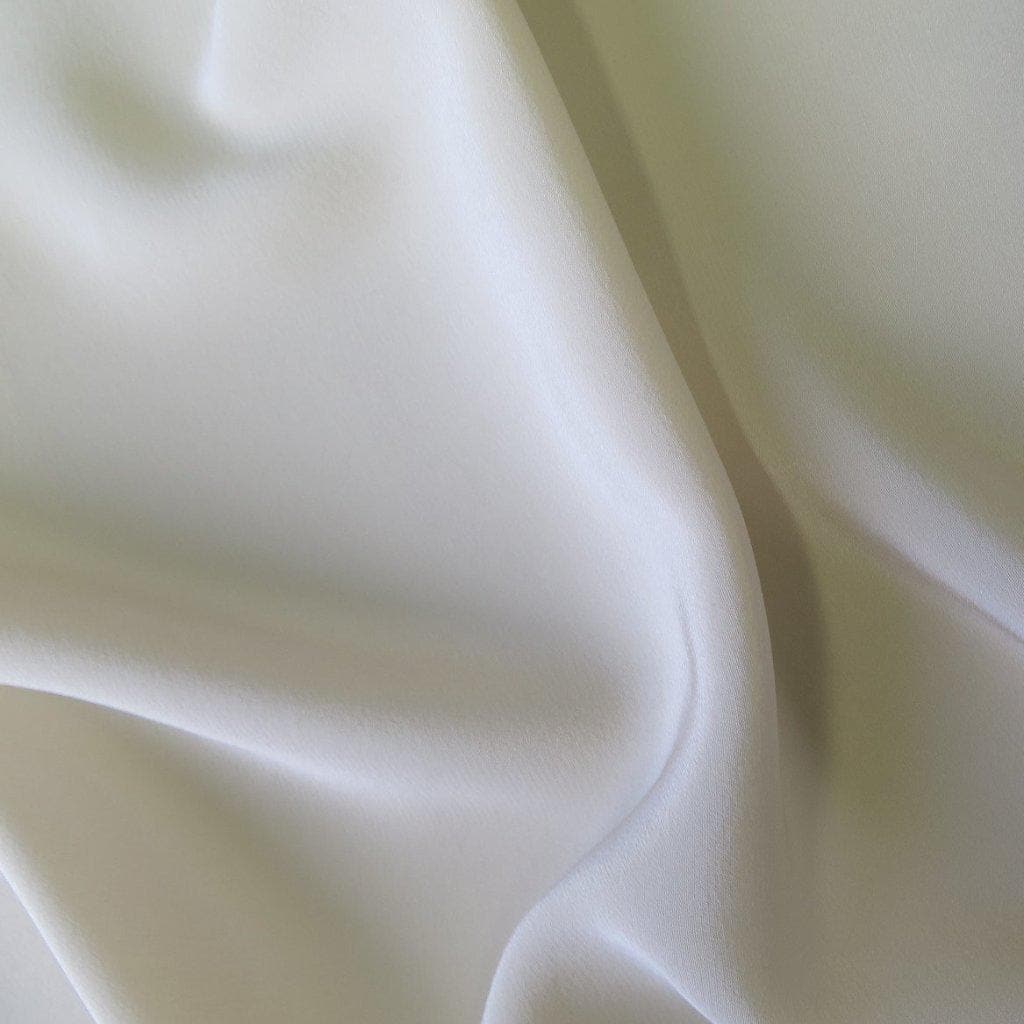 Oyster Crepe De Chine — lightweight with a low-sheen matte finish and a soft, fluid drape, 100% mulberry silk, 137cm wide