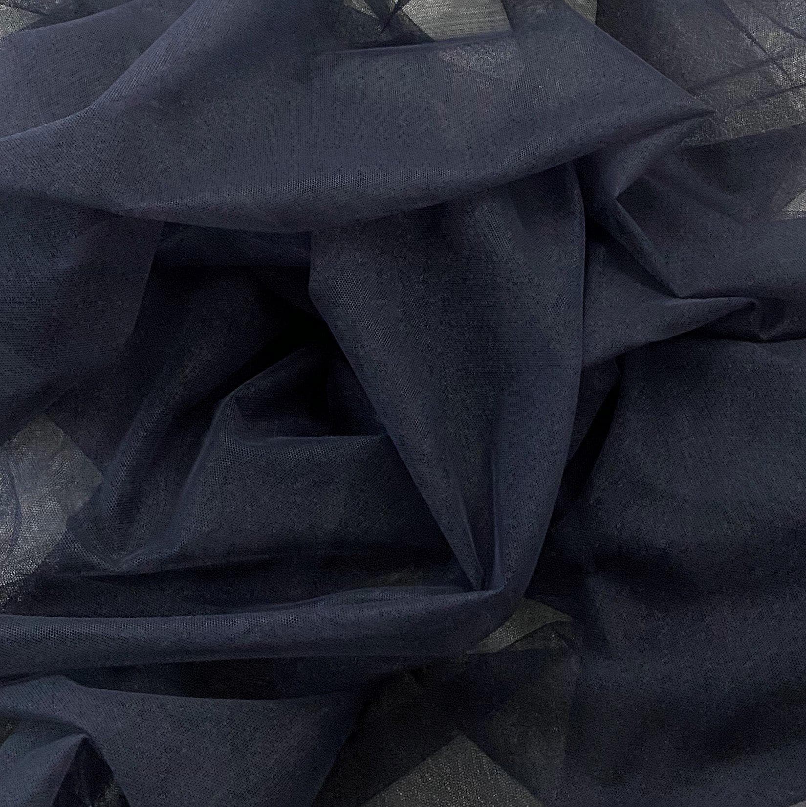 Navy Polyester Tulle — lightweight and soft, 100% polyester, 150cm wide