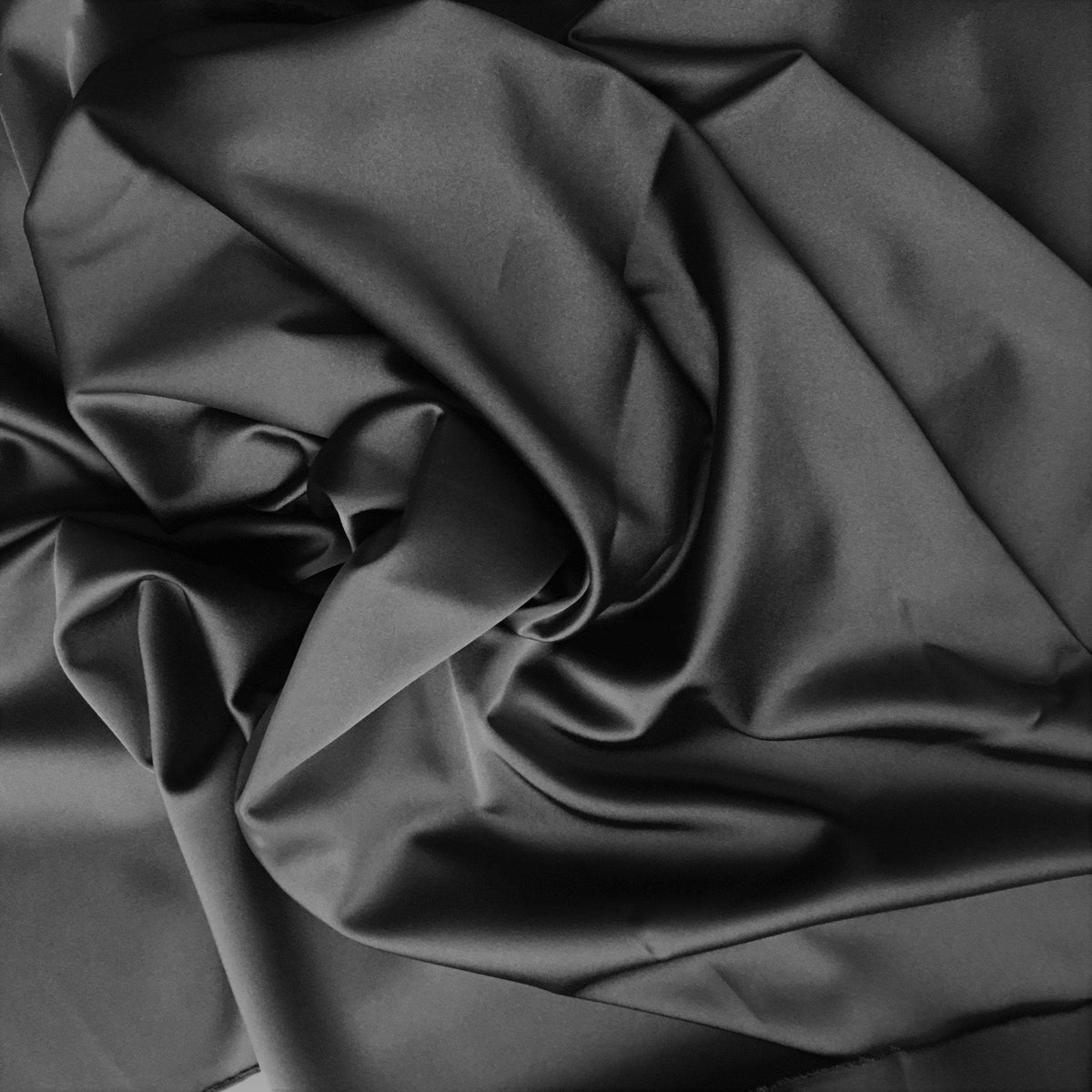 Stretch Polyester Satin Black Silk World