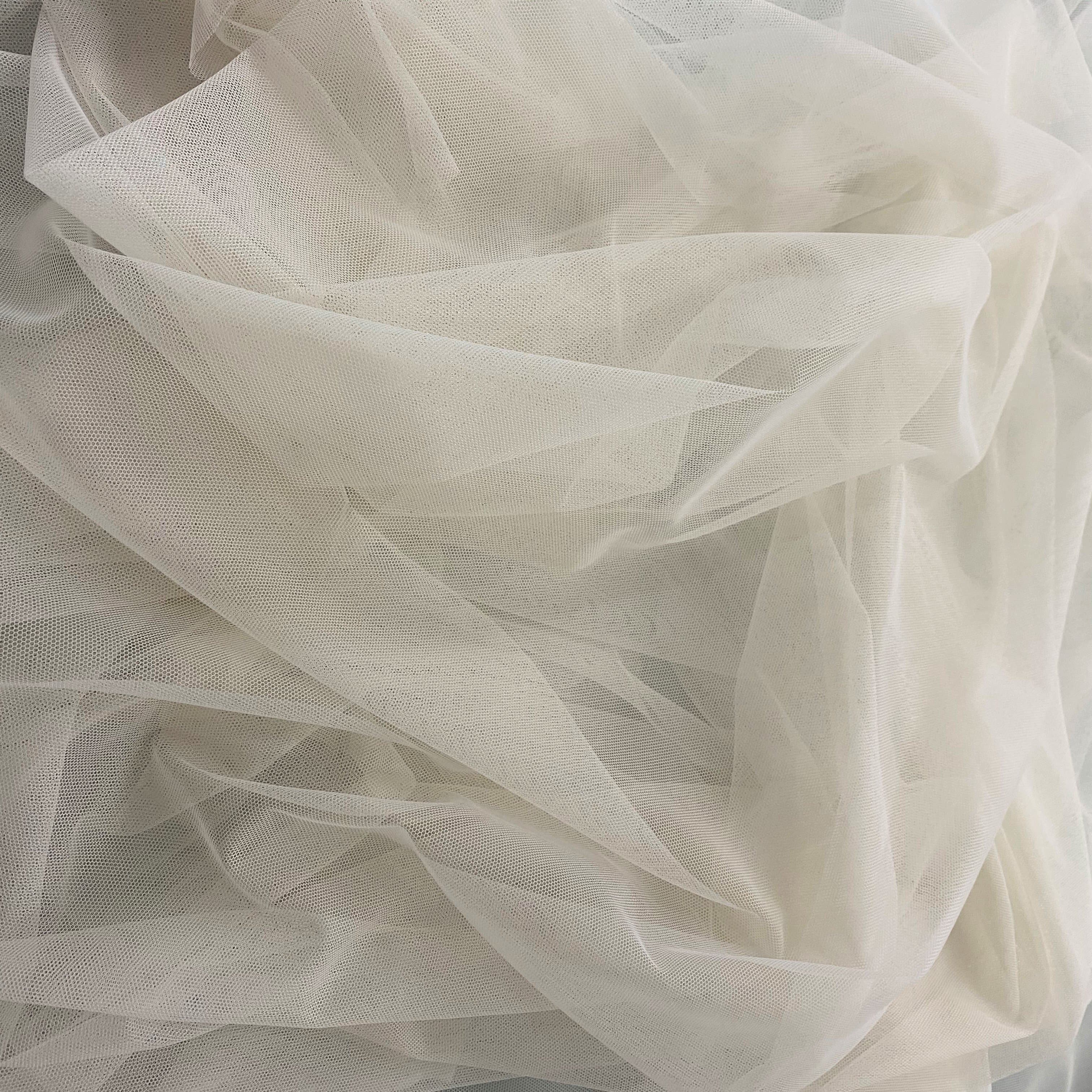Bone Polyester Tulle — lightweight and soft, 100% polyester, 150cm wide