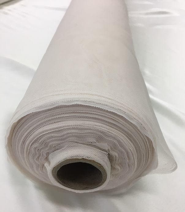 Bone Polyester Tulle — lightweight and soft, 100% polyester, 150cm wide