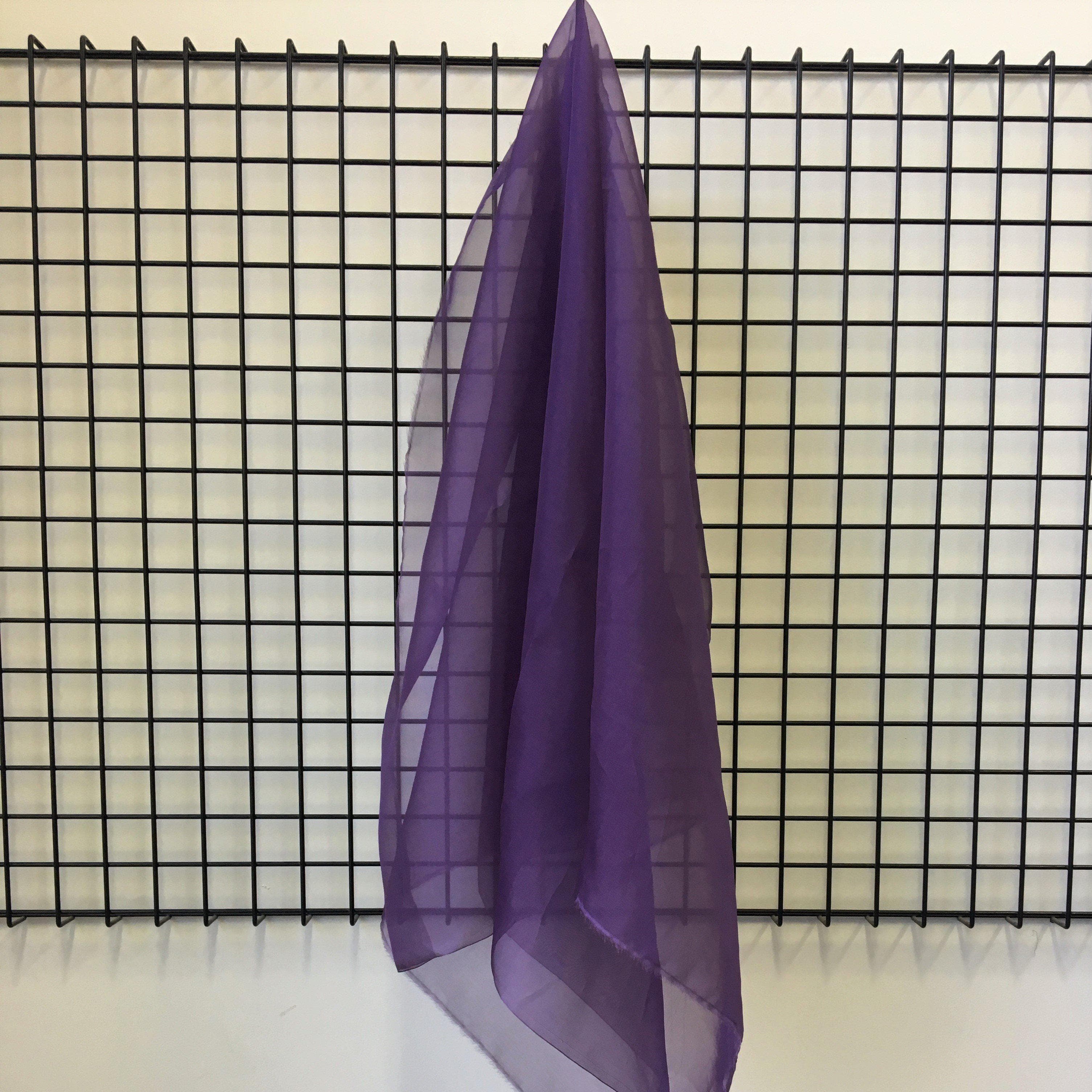 Purple Silk Organza — lightweight, sheer and smooth with a low-sheen finish, 100% silk, 137cm wide