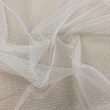 Ivory Recycled Stripe Tulle — mid-weight, 100% polyester, 150cm wide