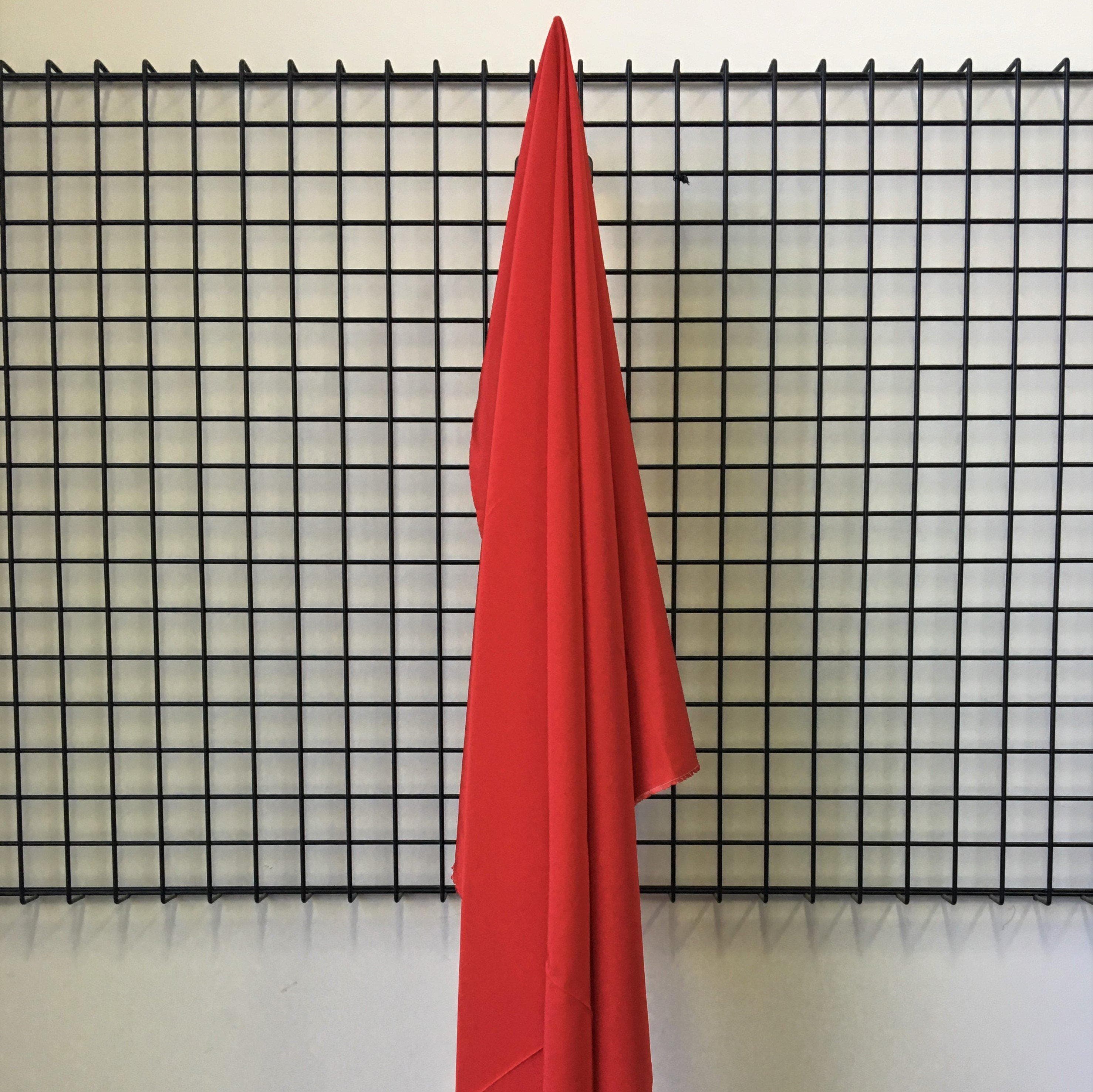 Rosa Red Crepe De Chine — lightweight with a low-sheen matte finish and a soft, fluid drape, 100% mulberry silk, 137cm wide