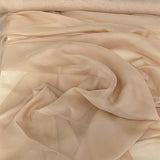 Nude Satin Chiffon — lightweight and sheer with a fluid, airy drape and a smooth satin luster finish, 100% mulberry silk, 140cm wide