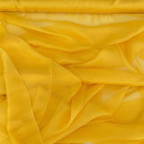 Yellow Satin Chiffon — lightweight and sheer with a fluid, airy drape and a smooth satin luster finish, 100% mulberry silk, 140cm wide