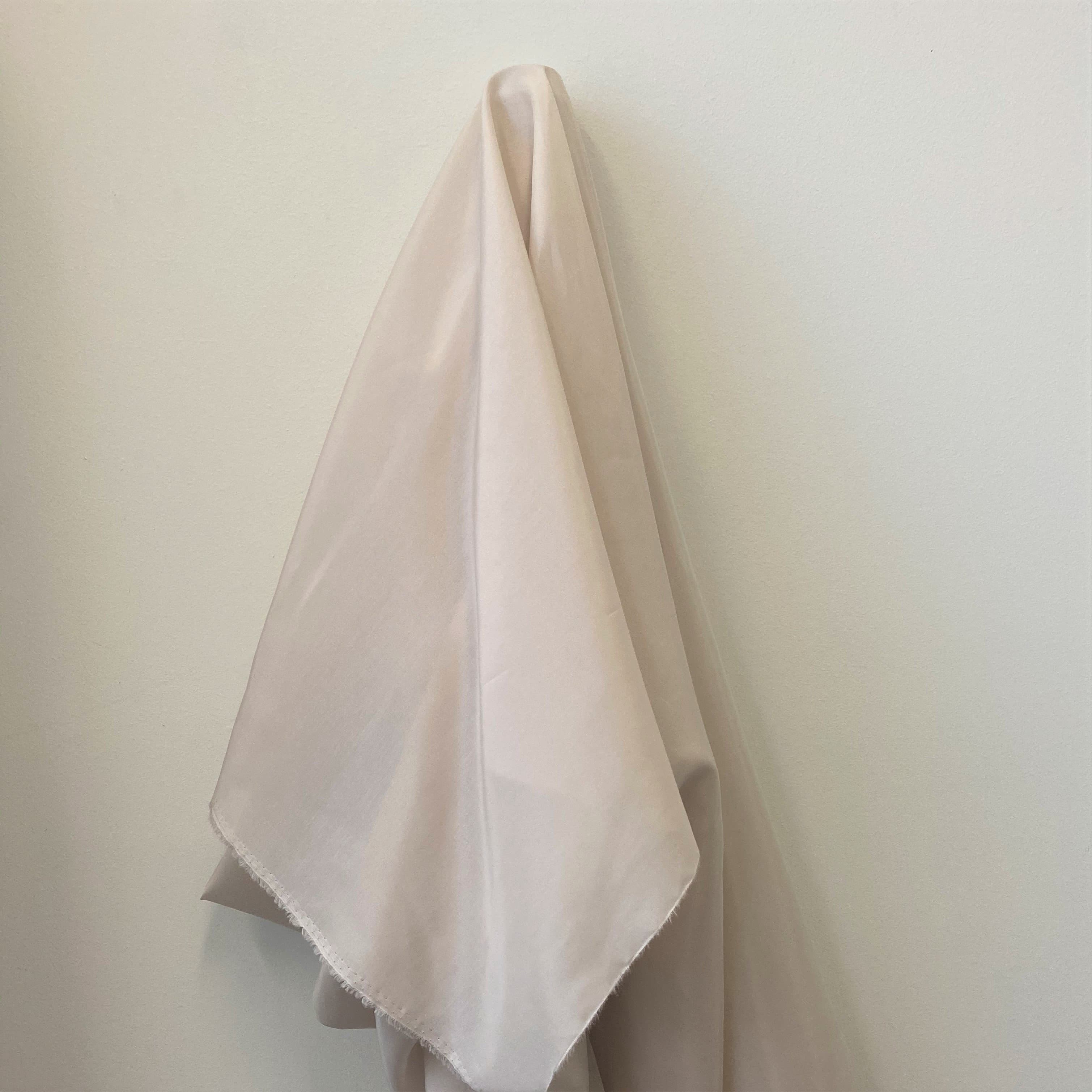 Almond Silk Cotton Voile — lightweight with a soft drape, a subtle texture and a low-sheen luster finish, 30% mulberry silk, 70% cotton, 137cm wide
