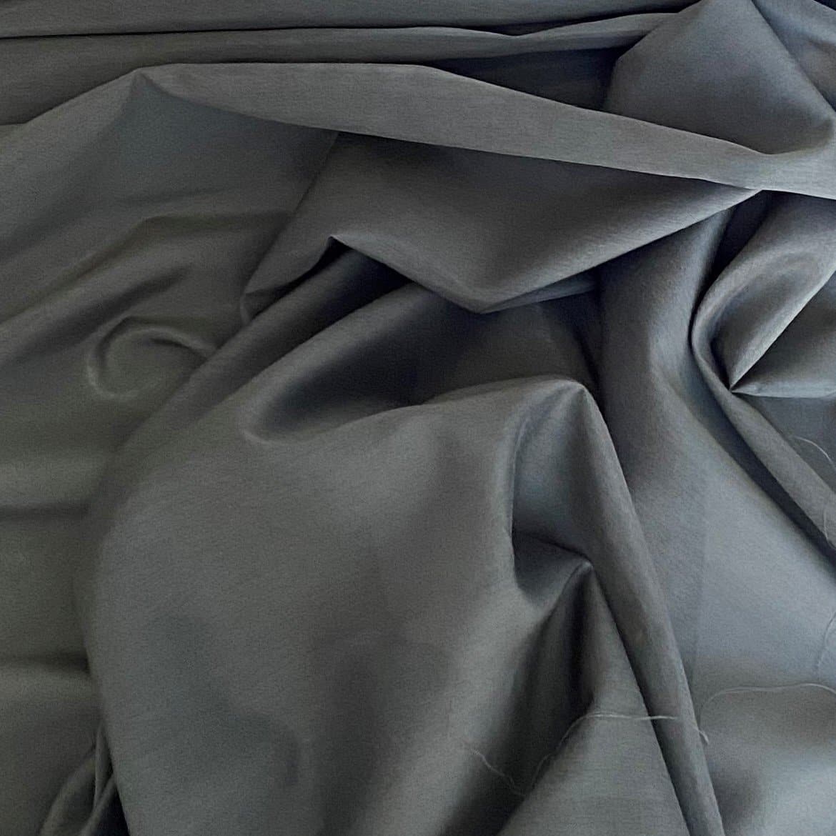 Khaki Silk Cotton Voile — lightweight with a soft drape, a subtle texture and a low-sheen luster finish, 30% mulberry silk, 70% cotton, 137cm wide