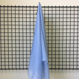 Sky Blue Satin Chiffon — lightweight and sheer with a fluid, airy drape and a smooth satin luster finish, 100% mulberry silk, 140cm wide