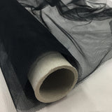 Black Soft Tulle — lightweight and soft, 100% polyester, 300cm wide