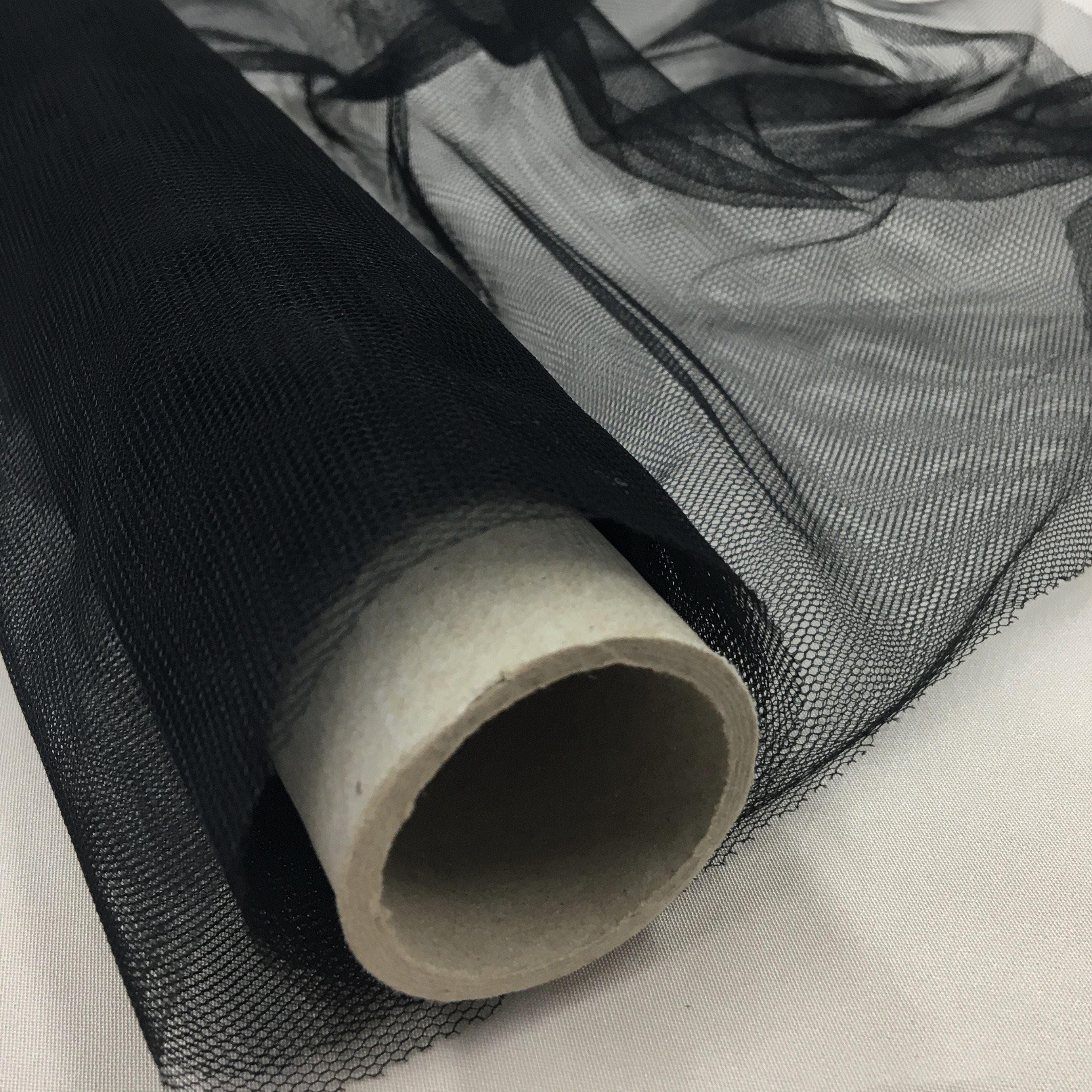 Black Soft Tulle — lightweight and soft, 100% polyester, 300cm wide