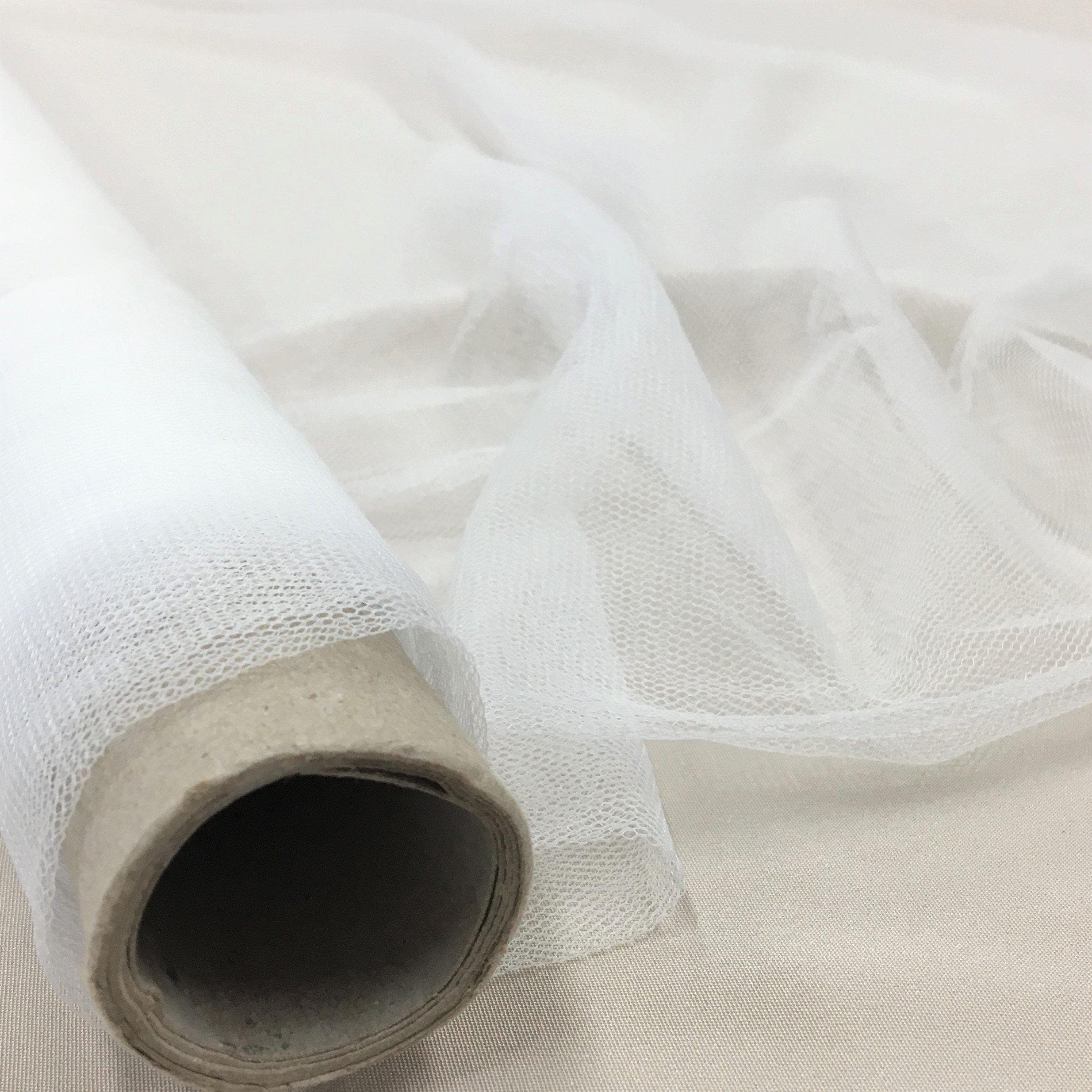 White Soft Tulle — lightweight and soft, 100% polyester, 300cm wide
