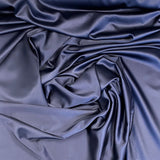 Navy Stretch Polyester Lining — lightweight with a satin finish, matte reverse and gentle stretch, in polyester