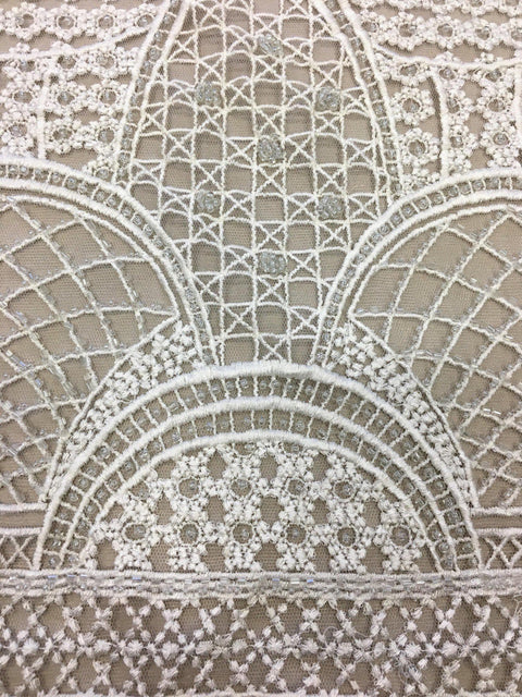 Geometric Embellished Tulle (Sw1200b) Ivory