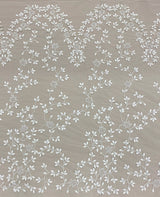 Ivory Leather Floral Embellished Tulle — featuring floral motifs and hand-beading, 100% nylon, 125cm wide