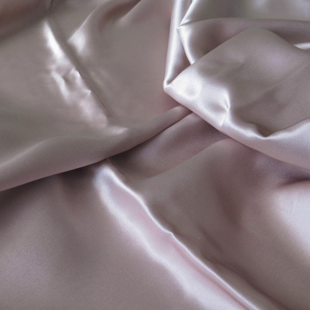 Tea Rose Sandwash Satin — lightweight and soft with a smooth luster satin finish, 100% mulberry silk, 140cm wide