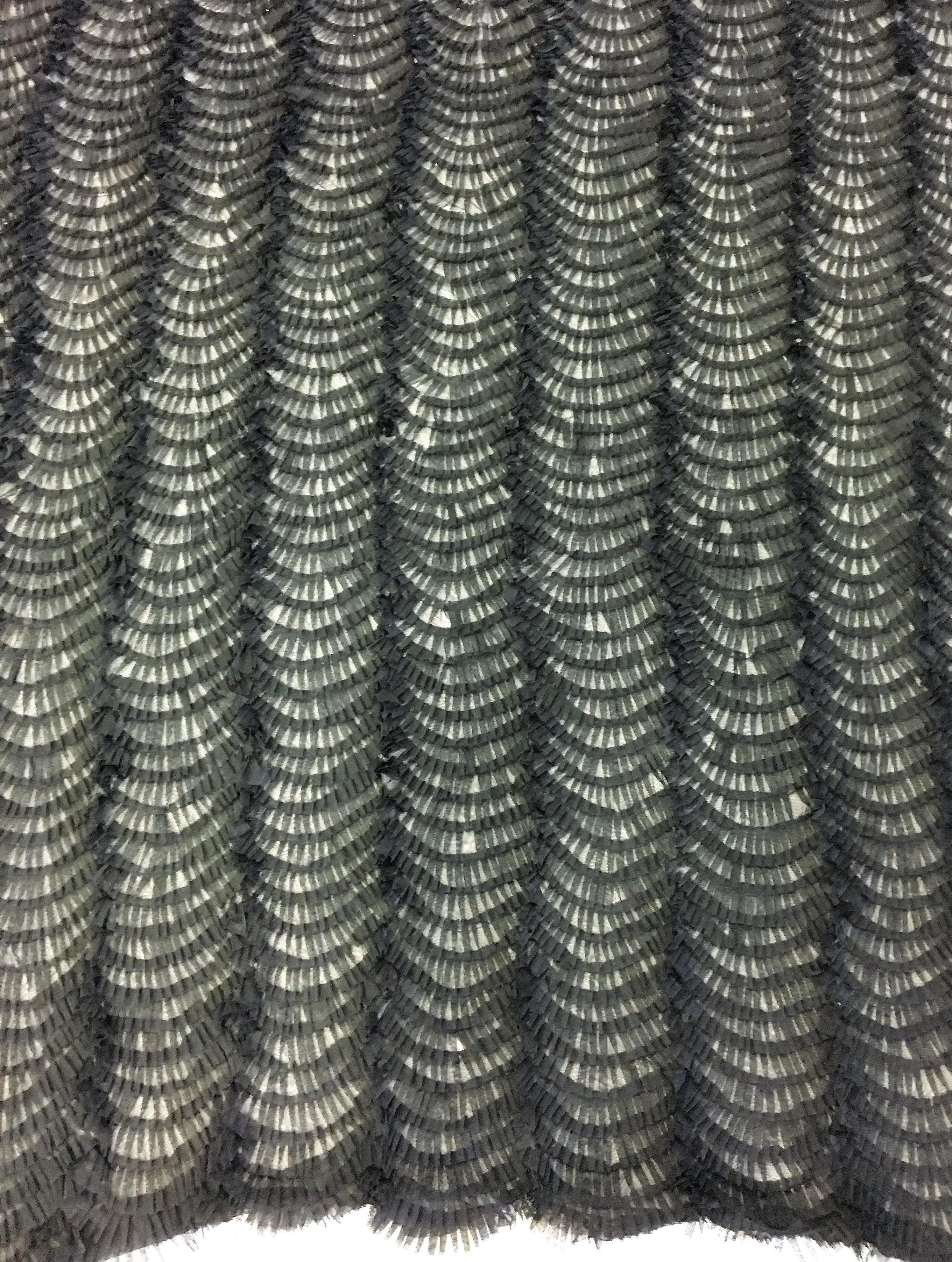 Black Ruffled Tulle — soft, 100% nylon, 135cm wide