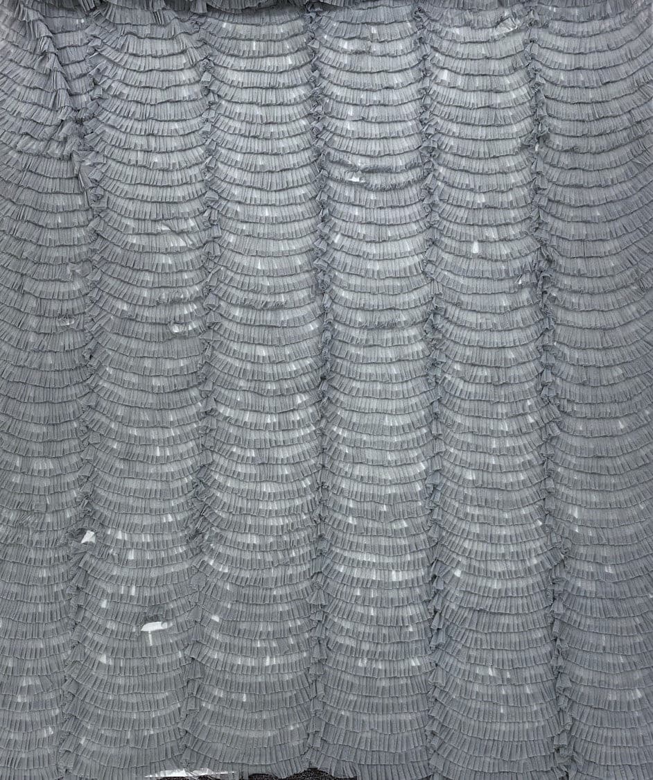 Gunmetal Ruffled Tulle — soft, 100% nylon, 135cm wide