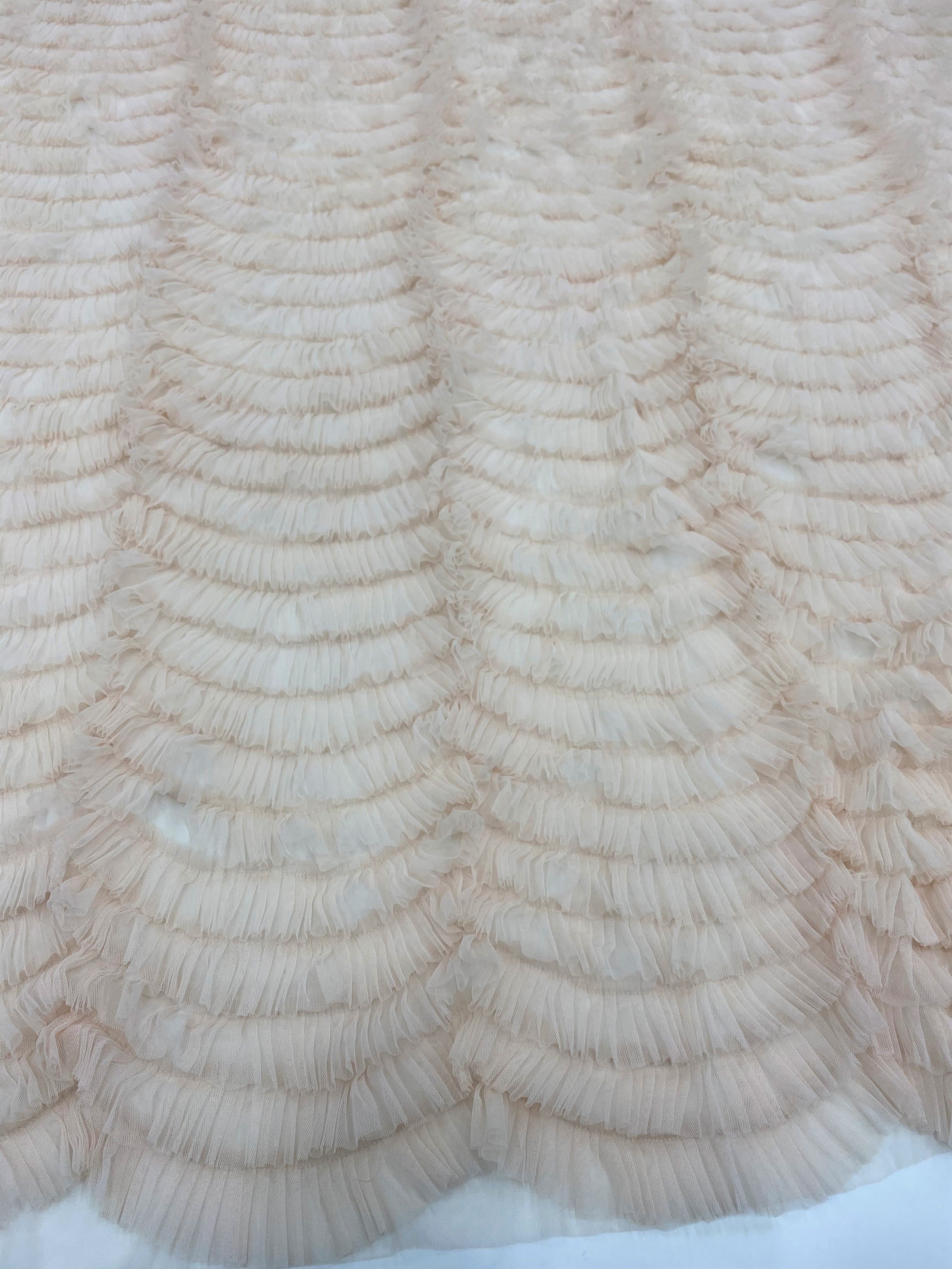 Pink Ruffled Tulle — soft, 100% nylon, 135cm wide