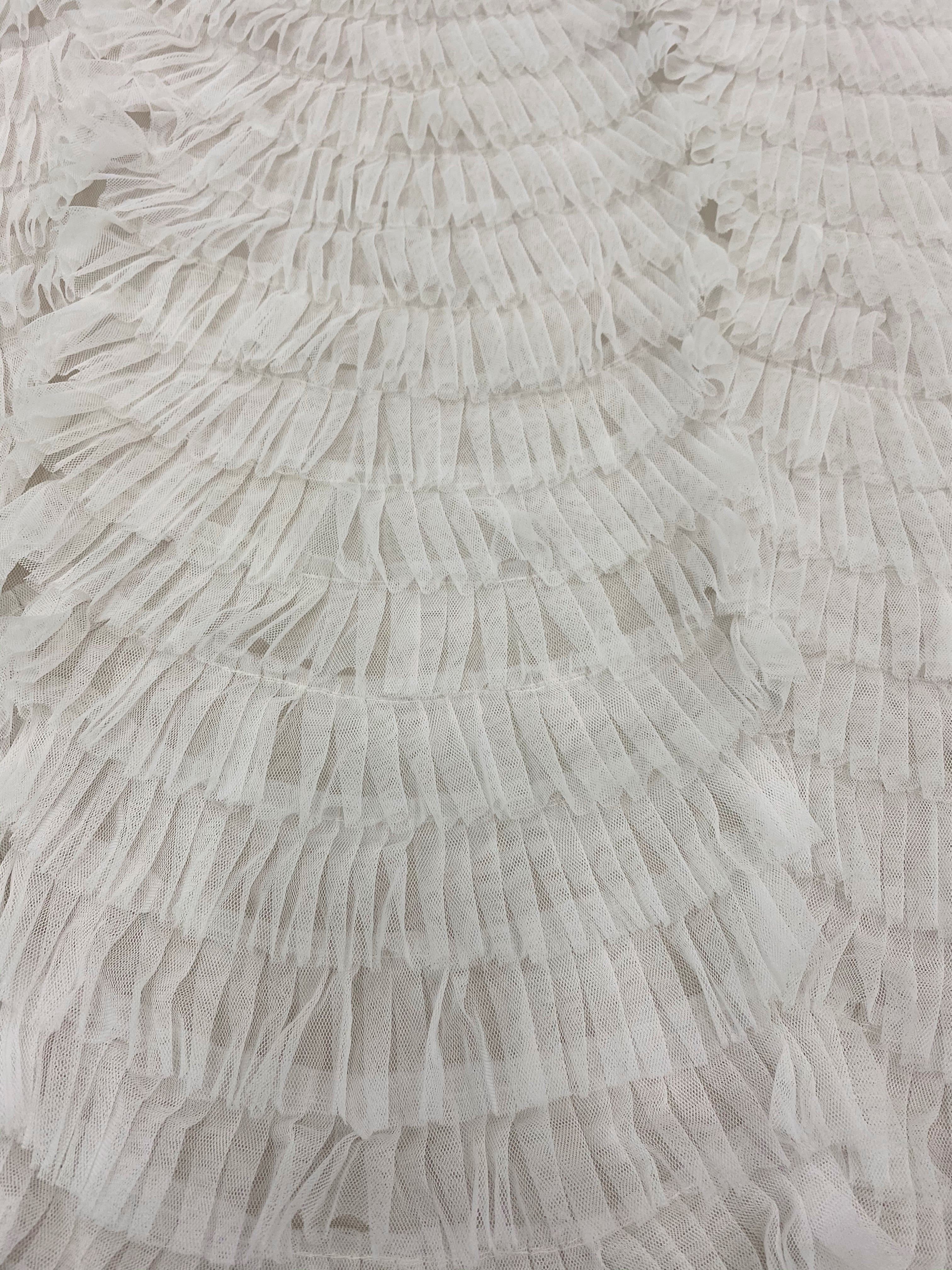 White Ruffled Tulle — soft, 100% nylon, 135cm wide