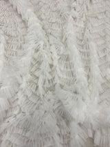 White Ruffled Tulle — soft, 100% nylon, 135cm wide