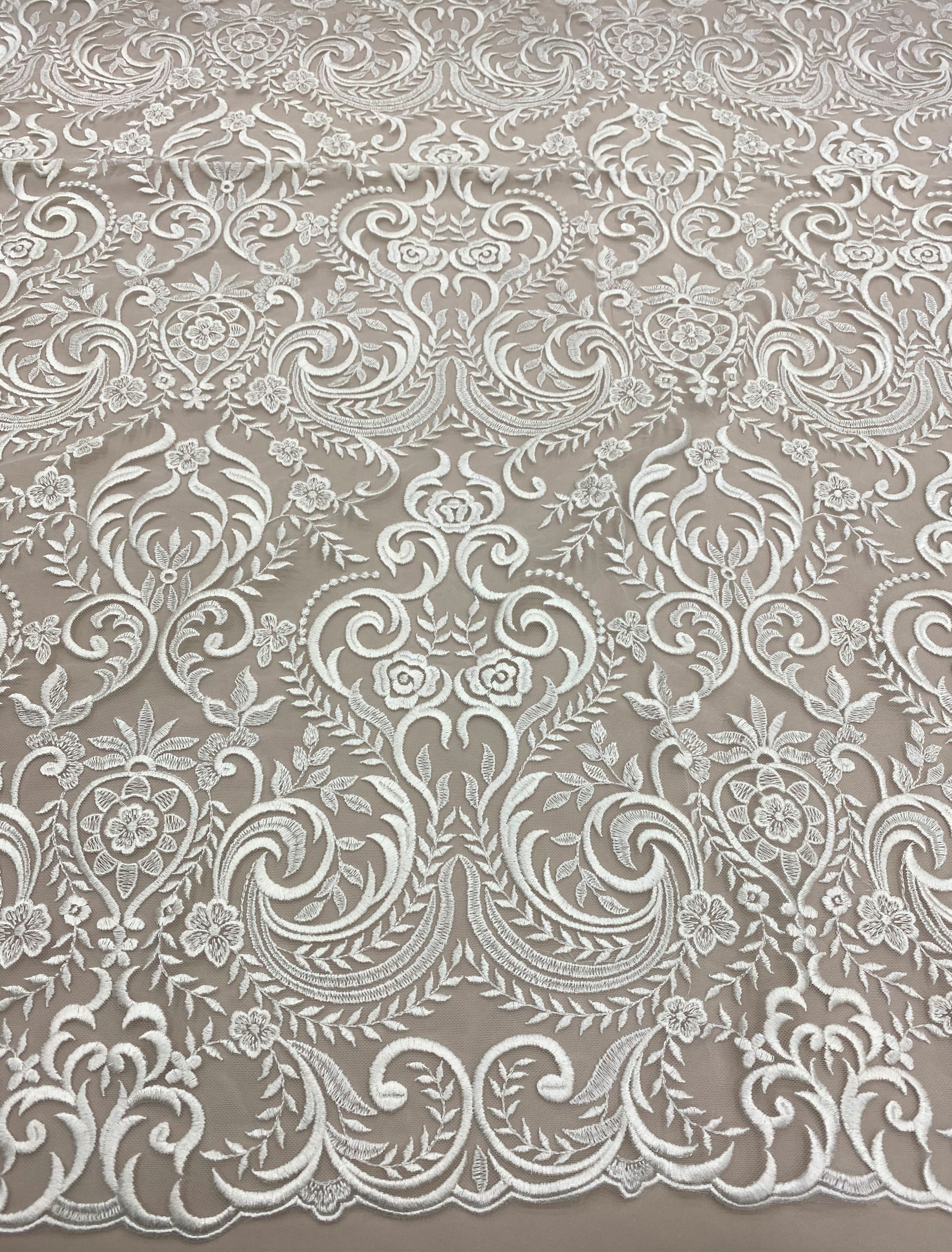 Ivory Embroidered Beaded Tulle Eb1019