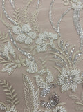 Embellished Floral Tulle (VJ128121) Ivory/ Silver