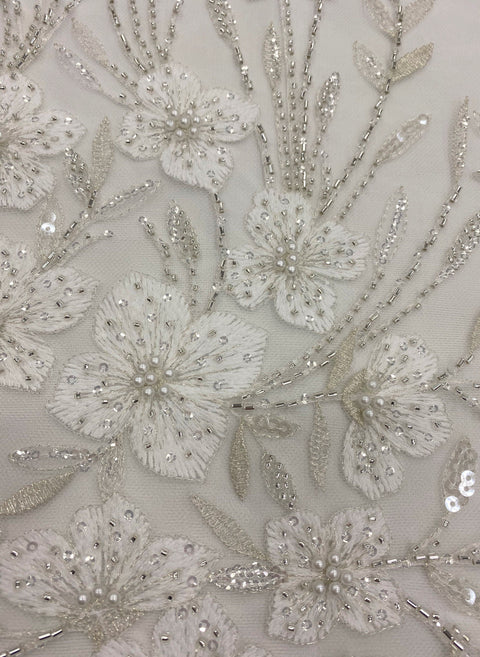 Embroidered Floral Tulle (VJ12848) Ivory