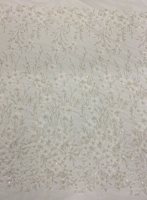 Embroidered Floral Tulle (VJ12848) Ivory